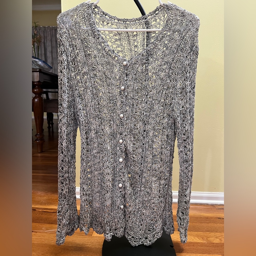 Hand Made Elegant Gray Women's Cardigan
